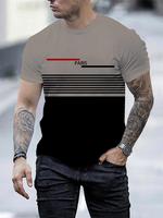 Men's Colorblock Letter Print Tee, Regular Fit Casual Short Sleeve Round Neck T-shirt for Summer, Fashion Men's Top for Daily...