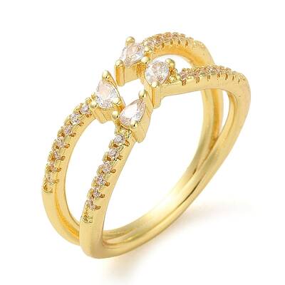 Plating Brass Micro Pave Cubic Zirconia Open Cuff Rings