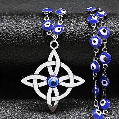Stainless Steel Witches Knot Wiccan Symbol Pendant Necklaces