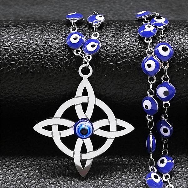 Stainless Steel Witches Knot Wiccan Symbol Pendant Necklaces