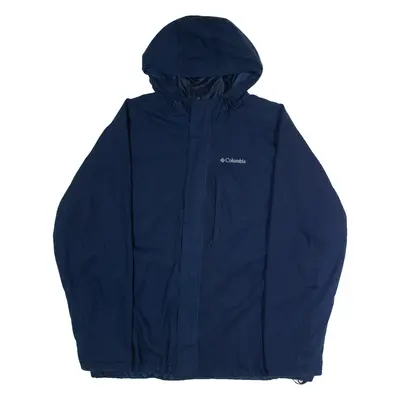 COLUMBIA Mens Jacket Blue Hooded 2XL