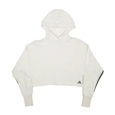 ADIDAS Crop Hoodie White Pullover Womens XS