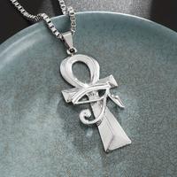 Creative Ankh Cross Pendant Eye Of Horus Necklace For Men And Women, Ancient Egyptian Lucky Amulet Punk Jewelry Gift