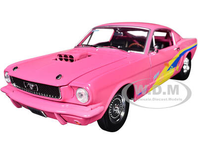 1966 Ford Mustang Fastback 22 Pink with Blue and Yellow Stripes \