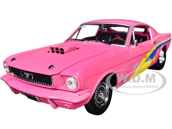 1966 Ford Mustang Fastback 22 Pink with Blue and Yellow Stripes \