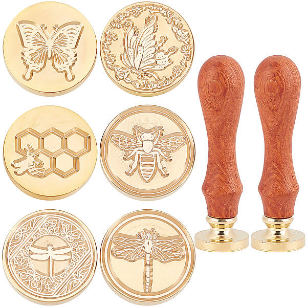 CRASPIRE 8PCS Wax Seal Stamp Set Animal Theme 6PCS Sealing Wax Stamp Heads with 2PCS Universal Wooden Handles for Invitations...