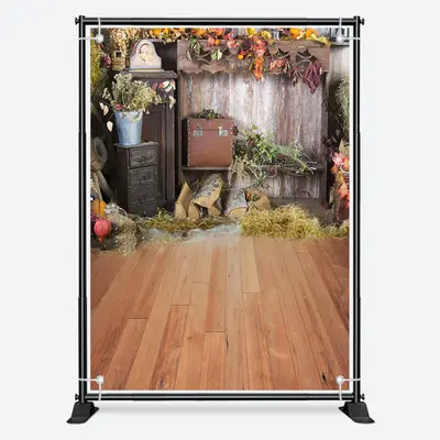 Wooden Floor Hay Vintage Cabinet Autumn Backdrop - Aperturee