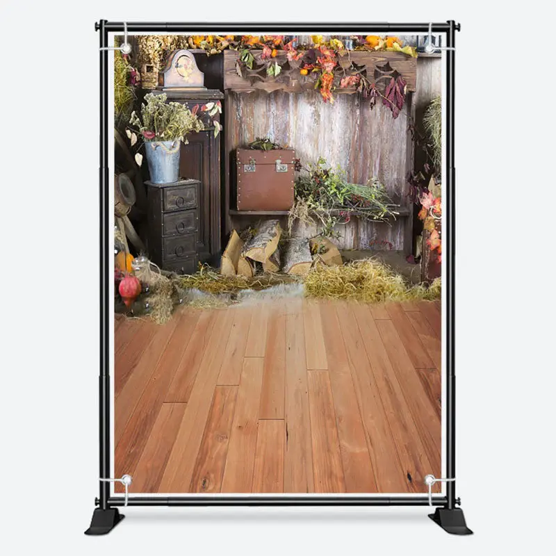 Wooden Floor Hay Vintage Cabinet Autumn Backdrop - Aperturee