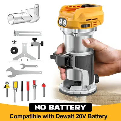 800W Cordless Compact Router for DeWalt 20V Battery, Battery NOT Included, 6 Variable Speeds Router Tool for Woodworking, 30,...
