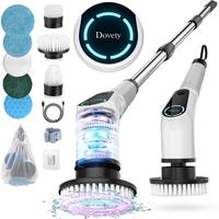 Dovety Electric Spin Scrubber with 8 Replaceable Brush Heads 2 Adjustable Speed Extension Handle Multiple for Bathroom, Kitch...