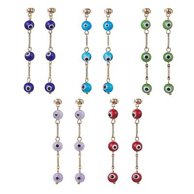 Evil Eye Lampwork Dangle Stud Earrings