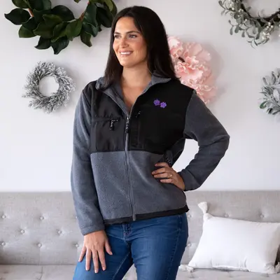 Paw Print Heavyweight Polar Fleece Jacket - Pink - S