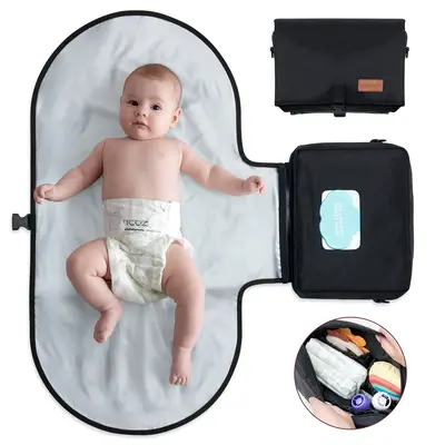 Momcozy Portable Diaper Changing Pad, Large , Fit for 0-12 Months Baby, with Oversized Pillow, Travel Baby Changing Pad with ...