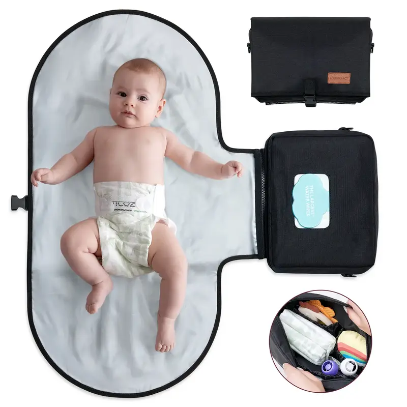 Momcozy Portable Diaper Changing Pad, Large , Fit for 0-12 Months Baby, with Oversized Pillow, Travel Baby Changing Pad with ...