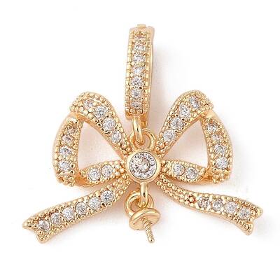 Brass Micro Pave Cubic Zirconia Peg Bails