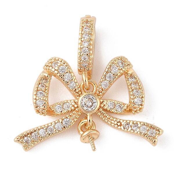 Brass Micro Pave Cubic Zirconia Peg Bails