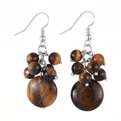 Natural Tiger Eye Dangle Earrings