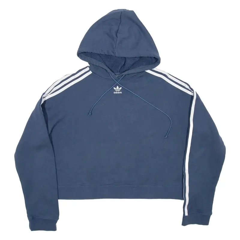 ADIDAS Cropped Womens Blue Hoodie UK 12