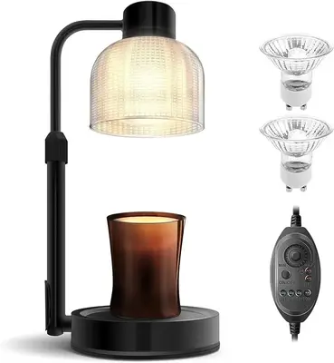 Candle Warmer Lamp With Dimmable, Housewarming Gifts for New Home Room Decor, Timable & Dimmable Scented Wax Melter with 2 Bu...