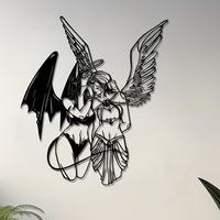 Demon & Angel Design Wall Art, 1 Count Metal Wall Decor, Wall Hanging Decor for Home Living Room Bedroom, Home Decor, Room De...