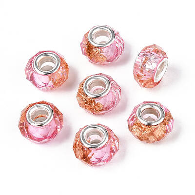 Transparent Resin Rondelle European Beads