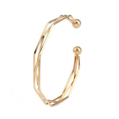 Ion Plating(IP) 304 Stainless Steel 3 Line Open Cuff Bangles for Women
