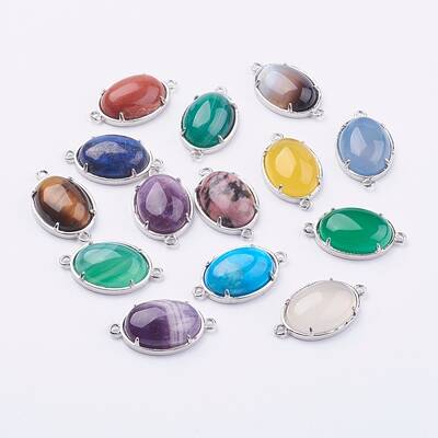 Brass Natural/Synthetic Gemstone Links connectors