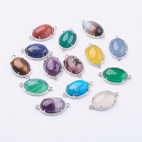 Brass Natural/Synthetic Gemstone Links connectors