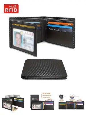 Men's Business Minimalist Trifold Wallet, RFID Blocking Card Holder, Multi Card Slot Wallet, Casual Trendy Versatile High-qua...