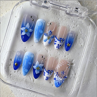 NailPhoria｜BLUBERRY ACAI 10PCS Handmade Press On Nails REUSABLE 3D Gel fake nails acrylic press nails / Summer 2025