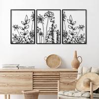Flower Pattern Metal Wall Art, 3 Counts/set Modern Metal Wall Decor, Wall Hanging Decor for Home Living Room Bedroom Office, ...