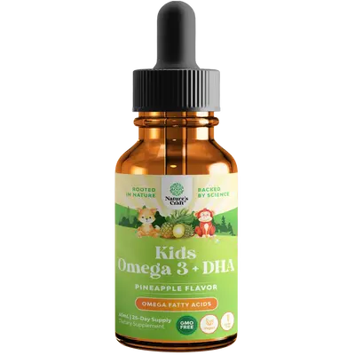 Nature's Craft Kids Omega 3 + DHA Drops Pineapple Flavor - Organic Supplement for Healthy Nervous System & Focus Support - Ve...