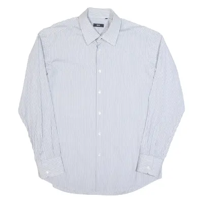 HUGO BOSS Mens Shirt White Striped Long Sleeve XL