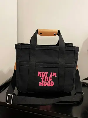 Women's Casual Letters Pattern Canvas Tote Bag, Trendy Large Capacity Shoulder Bag & Handbag, Fashionable Tote Bag for Daily ...