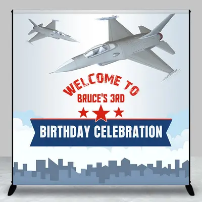 Sky Airplane Clouds Custom 3rd Birthday Backdrop - Aperturee