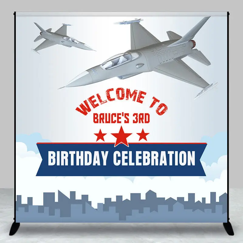 Sky Airplane Clouds Custom 3rd Birthday Backdrop - Aperturee
