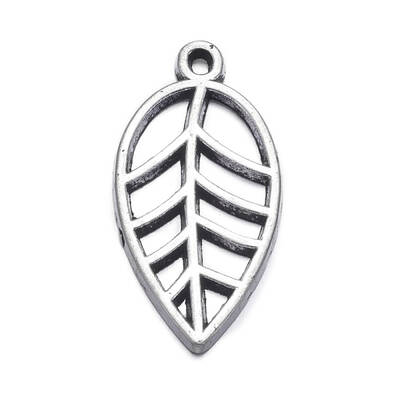 Antique Silver Alloy Leaf Pendants