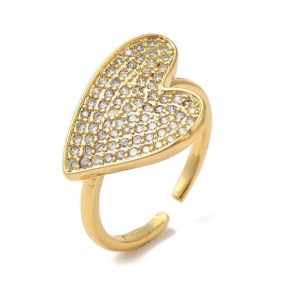 Brass Micro Pave Cubic Zirconia Open Cuff Rings for Women
