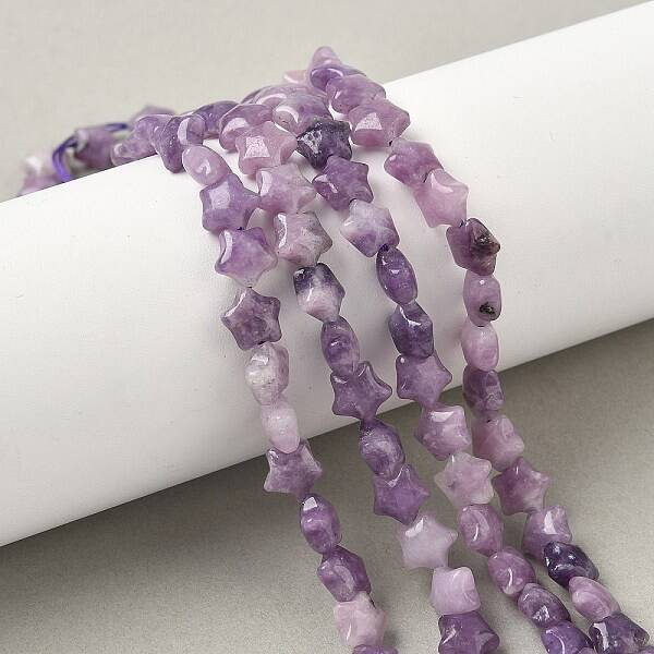Natural Lepidolite/Purple Mica Stone Star Beads Strands