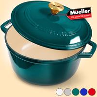 Mueller DuraCast Enameled Cast Iron Dutch Oven Pot with Lid, 4.5, 6 or 7.5 QT, Casserole Dish, Braiser Pan, All Cooktops, Ove...