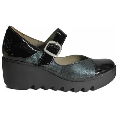 Fly London BAXE428FLY Atlantis Leather Women's Hook and Loop Shoes - Black Green - Size:US 10-10.5 Women