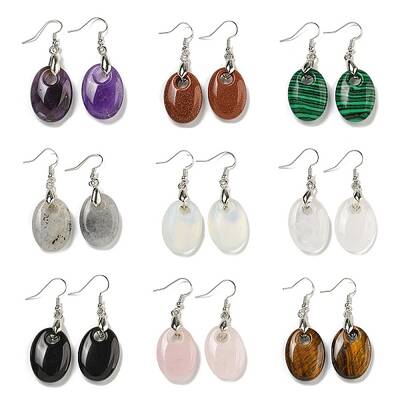 Rack Plating Oval Brass Dangle Earrings