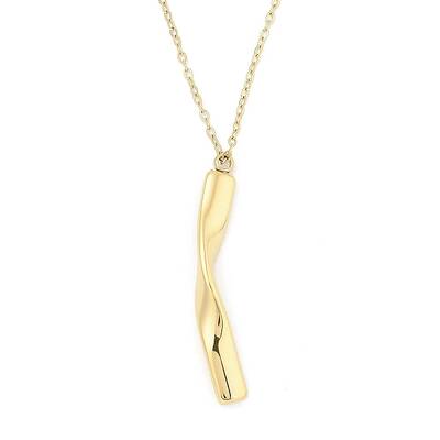 304 Stainless Steel Twist Stick Pendant Cable Chain Necklaces