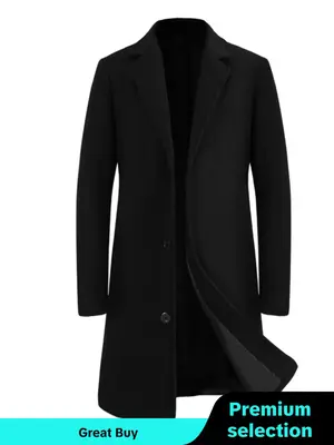Men's Solid Lapel Neck Single Breasted Coat Jacket, Regular Fit Button Front Outerwear for Daily Outdoor Life, Winter Coats 2...