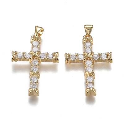 Brass Micro Pave Clear Cubic Zirconia Pendants