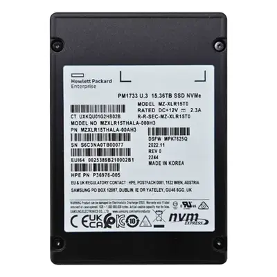 MZ-XLR15T0 Samsung Enterprise PM1733 Series 15.36TB Triple-Level Cell PCI-Express 4.0 x4 NVMe Read-Intensive U.3 2.5-inch Sol...