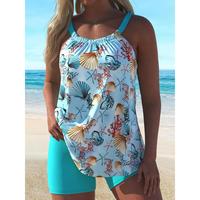 New European And American Women'S Split Swimsuit Two-piece Set With Fresh Printed Bikini Swimsuit