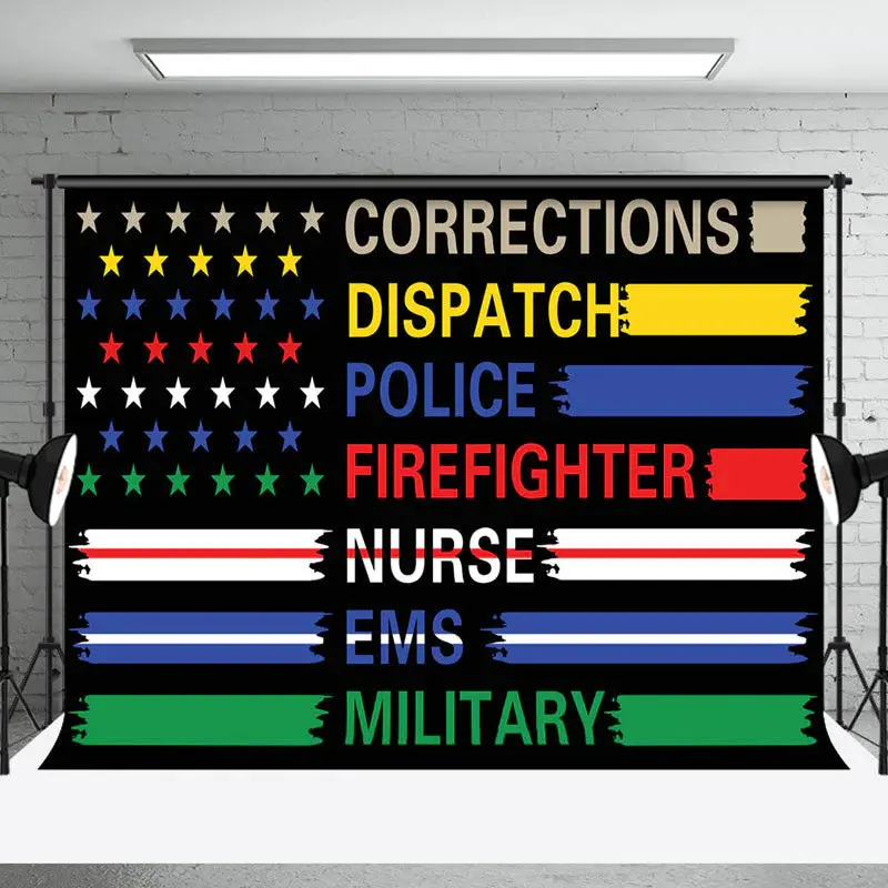 Various Industries Flag First Responders Day Backdrop
