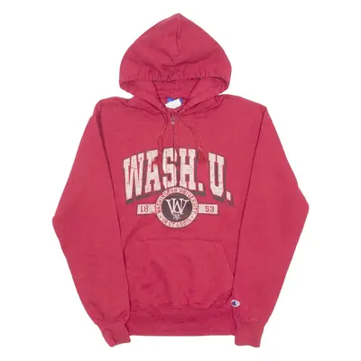 CHAMPION Washington University St. Louis 1/4 Zip Mens Red Hoodie USA S