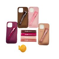 Lipstick Silicone DIY Phone Case For iPhone 16 15 14 13 12 Pro Max Plus With Box Lip Gloss Holder Cover